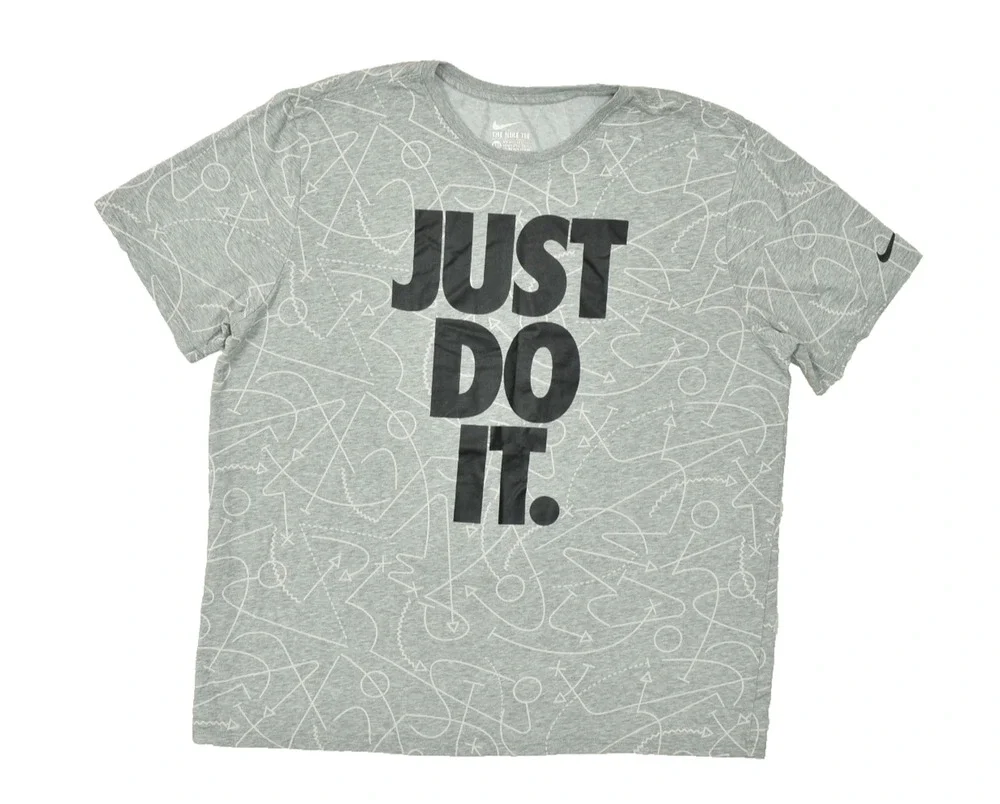 Nike Dri-FIT Men's XXL Gray Just Do It Playbook Graphic Athletic Cut T-Shirt